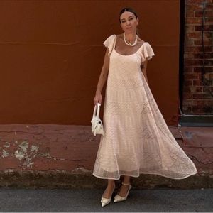 ZARA POINTELLE KNIT LONG DRESS